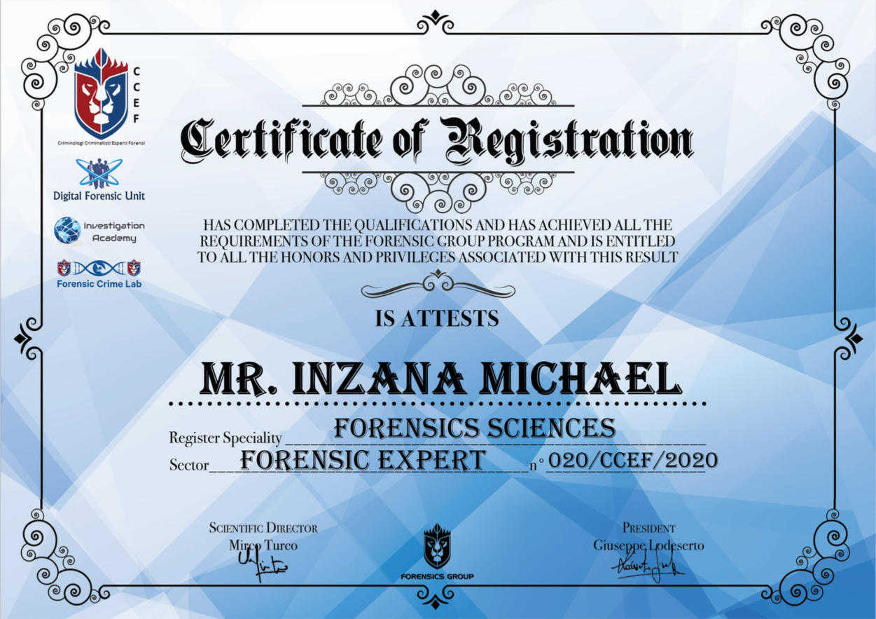 Certificate Science Forensic